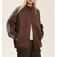 thumbnail image 3 of Womens Zip Up Hoodie Oversized Fashionable Striped Sweatshirt Vintage Men Women Y2K Jacket, 3 of 6