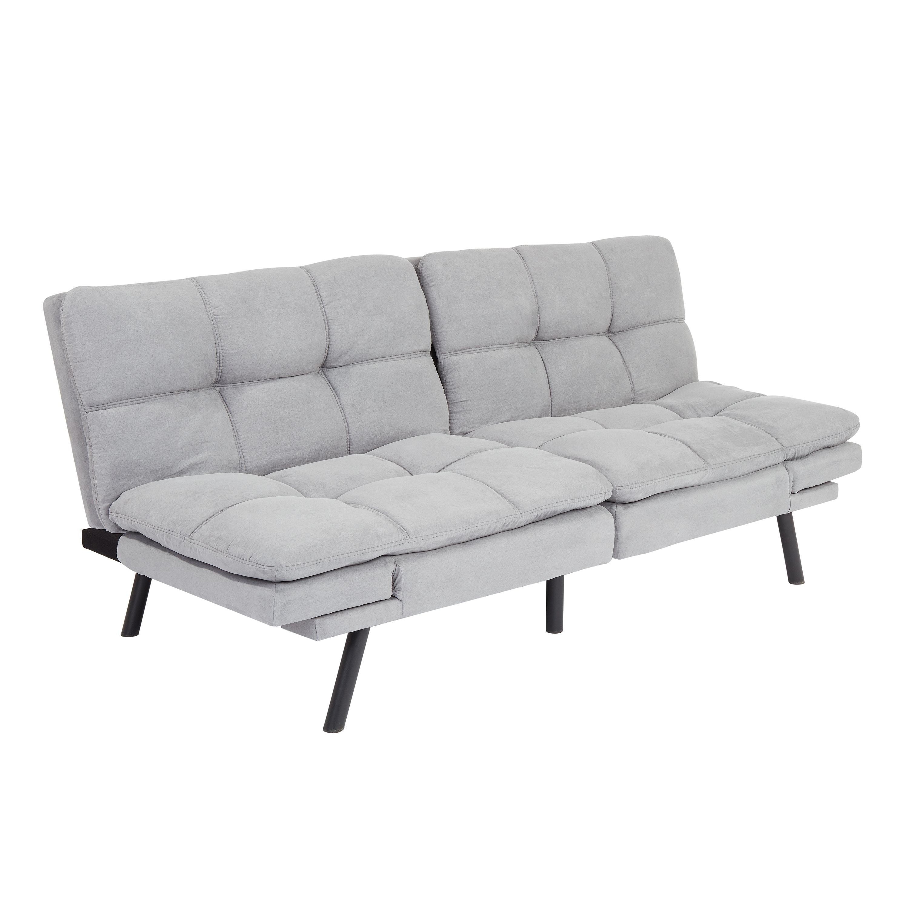 Mainstays Memory Foam Futon, Gray Suede - Walmart.com - Walmart.com