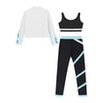 thumbnail image 4 of LiiYii Kids Girls Ice Skating Suit Stripe Zipper Jacket Vest with Patchwork Pants Set Yoga Workout Light Blue 14, 4 of 5