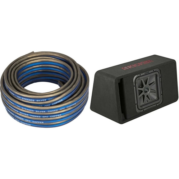 Kicker 45VL7R122 Single 12" L7R Loaded Vented Enclosure - 600 Watts RMS w/ Speaker Wire Bundle