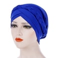 thumbnail image 4 of Turban Solide à la Mode Confortable Couche Simple Respirant Foulard Bonnet Chapeaux Bandeaux pour Femmes Bleu Saphir, 4 of 6