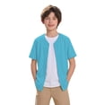 thumbnail image 6 of UACY Boys Baseball Jersey Button Down Blank Solid Color Short Sleeve Shirts Hipster Hip Hop Active Team Sports Uniforms (Sky Blue, 4-5 Years), 6 of 9