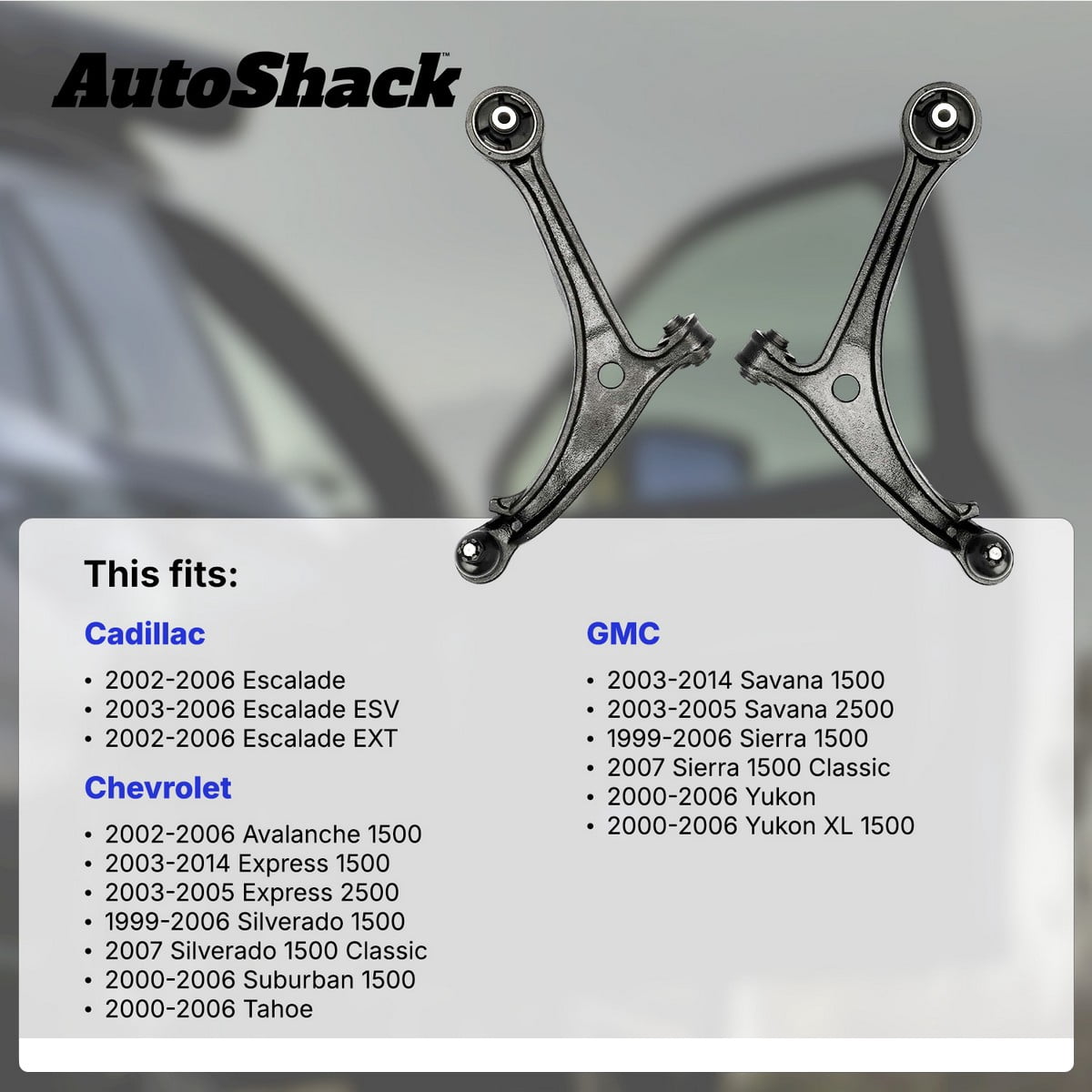 AutoShack Front Left Lower Control Arm and Ball Joint with Bushings for Chevrolet & GMC, Silverado 1500 1999-2006 Sierra 1500 1999-2006 Tahoe 2000-2006, 4WD RWD AWD V6 4.3L V8 4.8L 5.3L 5.7L 6.0L