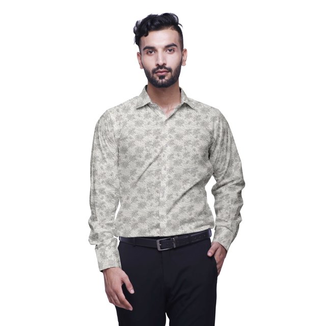 BESTMAN Printed Formal Shirts For Men Spread Collar Cotton Shirt