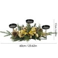 thumbnail image 3 of Gold Glittery Christmas Candle Centerpiece 23.62 Inch, Christmas Candle Holder with Berries Balls Bow Pinecones, Xmas Table Centerpiece for Dining Table Fireplace Mantel Holiday Decor, 3 of 6