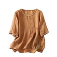 thumbnail image 4 of Women's Short Sleeve T-Shirt Tee Top Casual Cotton Blend Breathable Summer Fashion | CSEONE,Orange XL, 4 of 7