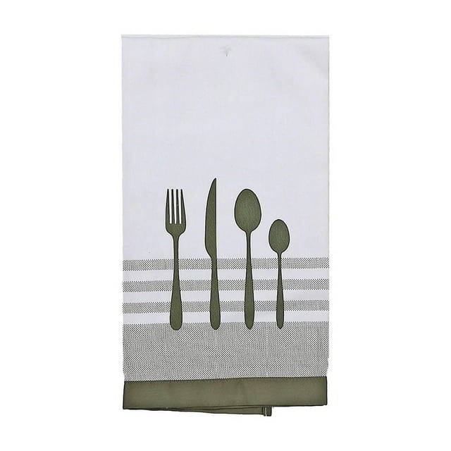 Ustensile Front Centred Tea Toil Olive Green - Ensemble De 6