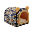 thumbnail image 1 of Cama cueva para gatos, lavable, tienda de campaña para perros, caseta interior semicerrada para perros azul, 1 of 9