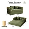 thumbnail image 4 of 59" 5-in-1 Convertible Corduroy Sofa Bed, No-Assembly Boneless Loveseat Pull-Out Sleeper for Small Spaces(Green), 4 of 7