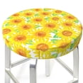 thumbnail image 3 of Balery Sunflowers2 Round Bar Stool Seat Covers Velvet Fabric Adjustable Protects from Scratches and Stains for 14-17 Inch Chair-14 inch, 3 of 7