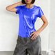 thumbnail image 2 of Tops de Cuello Redondo para las Mujeres de Moda Primavera Verano Manga Corta Base Blusa, Poliéster Suave Fresco Uso Diario, 2 of 5