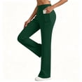 thumbnail image 3 of PWPSG Women's High Waist Crossover Slim Fit Flare Athletic Pants, High Stretch Yoga Trousers for Workout, Fitness & Active Lifestyle Green XL, 3 of 5