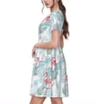 thumbnail image 2 of Balery Tropical Flamingo Vestidos sueltos de manga corta para mujer, vestidos de verano 2025, vestidos casuales de corte A con vuelo., 2 of 6