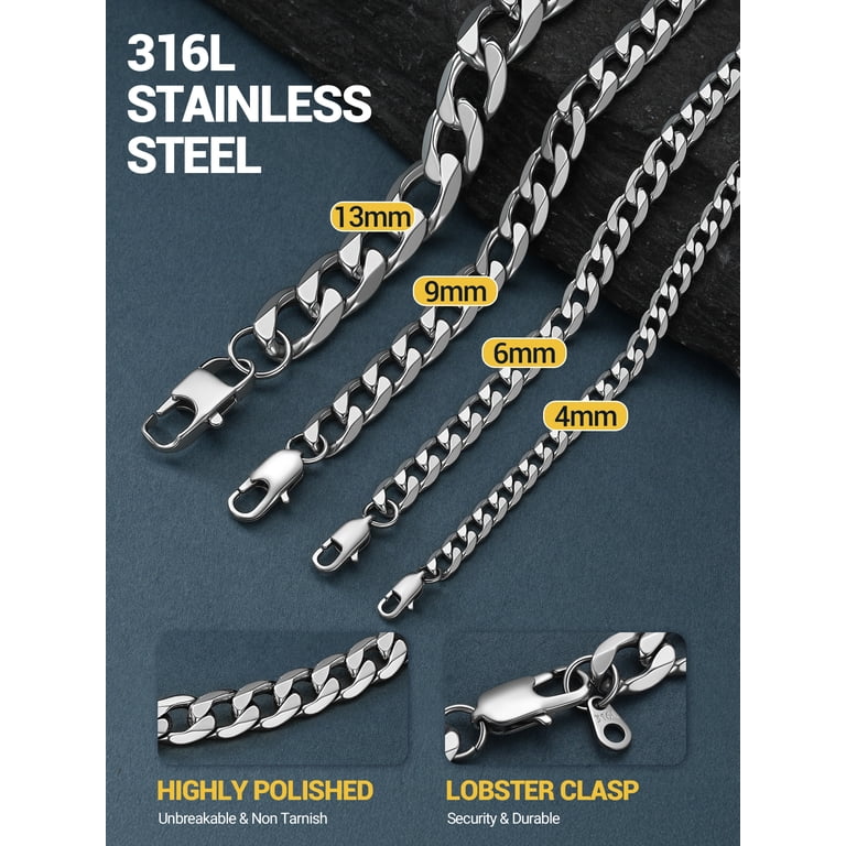 Prosteel Men's Stainless Steel Cuban Link Chain Necklace photo 6