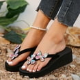 thumbnail image 6 of Mostsola Wedge Flip Flops for Women Platform Thong Sandals with Butterfly Rhinestone Slip on Slides, 6 of 9