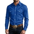 thumbnail image 2 of LEKWK Cowboy Shirt for Men Long Sleeve Button Front with Dual Flap Chest Pockets Point Collar and Regular Fit Western Work Shirt for Rodeo Ranch Travel and Everyday Casual Style, 2 of 8