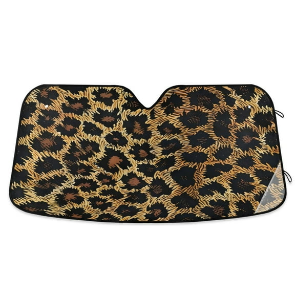 ALAZA Leopard Pattern Windshield Sun Shade Car Foldable Sun Visor Block UV Rays Protector 55"x27.6"