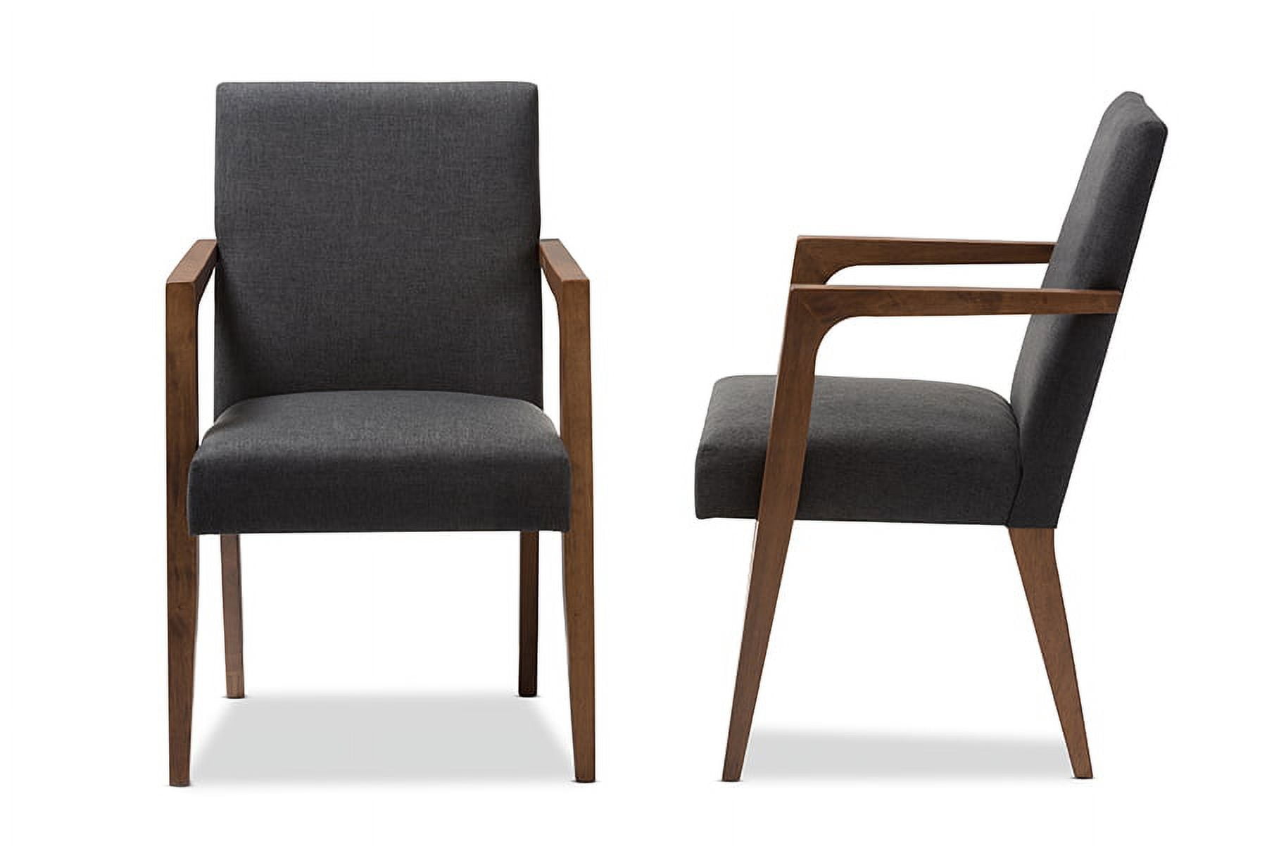 Baxton Studio Andrea Mid-Century Modern Dark Grey Upholstered Wooden Armchair