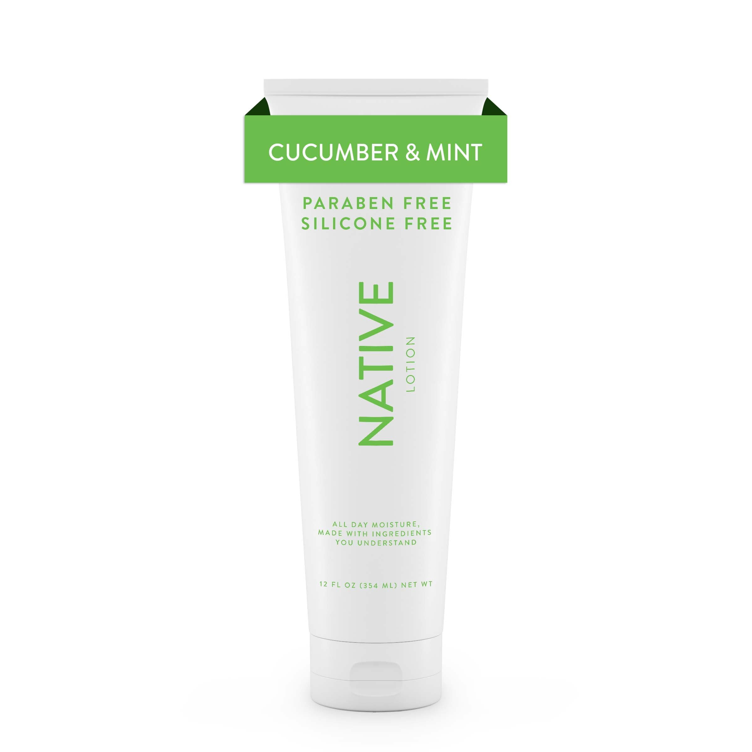 Native Natural Hand and Body Lotion, Cucumber & Mint, Paraben Free, Silicone Free 12 oz