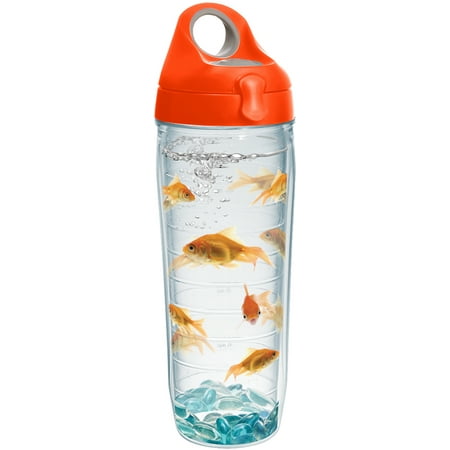 

Tervis Goldfish Made in USA Double Walled Insulated Tumbler Travel Cup Keeps Drinks Cold & Hot 24oz Water Bottle - Orange Lid Classic