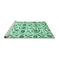 thumbnail image 2 of Ahgly Company Machine Washable Indoor Rectangle Abstract Turquoise Blue Modern Area Rugs, 3' x 5', 2 of 4