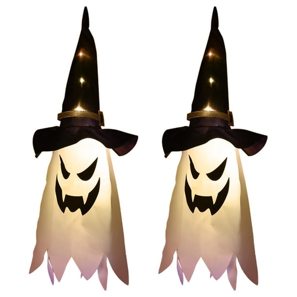 Halloween LED Intermitente Brillante Fantasma Sombrero Linterna (cálido L