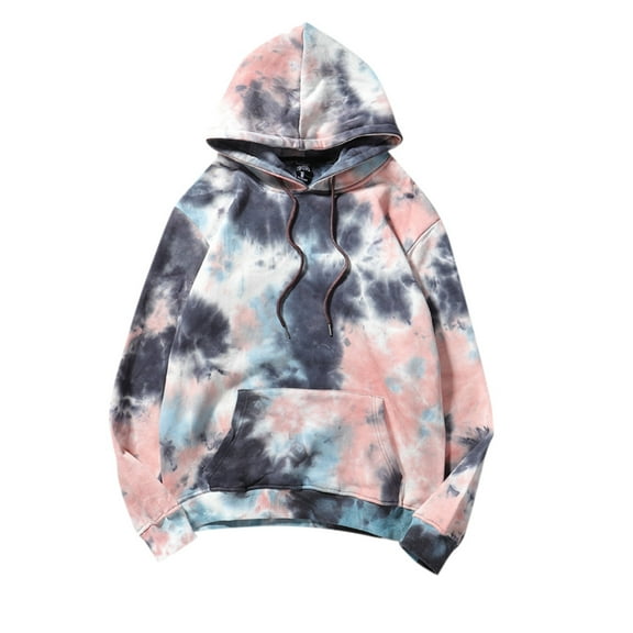 Lincoa Mens Hoodies Sweatshirt Pullover Novelty Color Block Long Sleeve Oversized Sweatshirt for Men,Pink,L