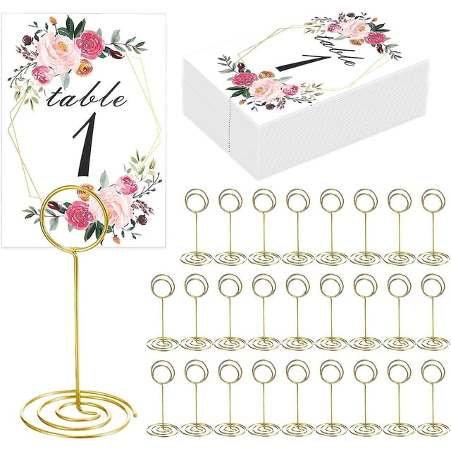 26 soportes para números de mesa, soporte para tarjetas de mesa, soporte para tarjetas de lugar para bodas, fiestas, oficina, notas de papel, menú, clips de notas