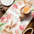 thumbnail image 2 of Easter Bunny Cotton Linen Table Runner for Dining Kitchen, Pink Tulip Flowers Rabbit Country Botanical Wedding Outdoor Party Tablerunners, Dresser Scarf Coffee Tablecloth Runners 13x36 Inches, 2 of 9
