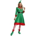 thumbnail image 3 of Zaldita Women Christmas Elf Suit Santa Helper Velvet Dress Xmas Holiday Party 7Pcs Outfits Green M, 3 of 7