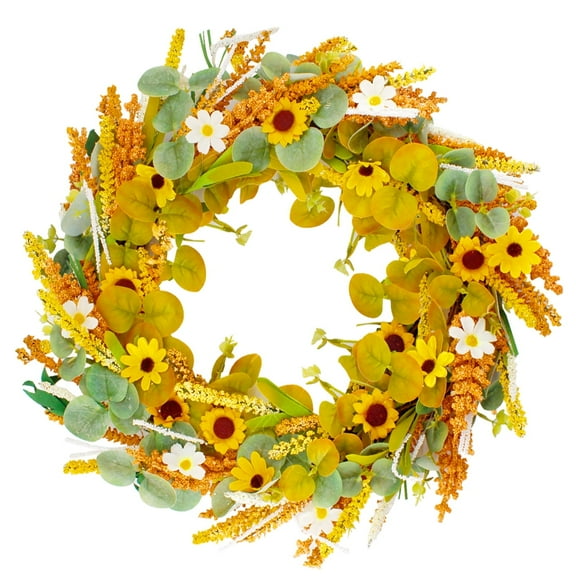 Fall Wreath Autumn Thanksgiving Decoration Artificial with Sunflowers Harvest Wreath Farmhouse Fall Wreaths for Front Door 20"