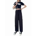 thumbnail image 2 of Womens Waffle Knit Lounge Wide Leg Pants High Elastic Waist Flowy Sweater Pants with Drawstring, 2 of 10