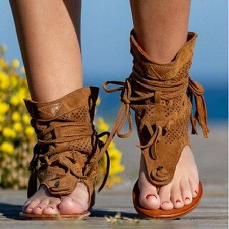 

Summer Retro Casual Fashion Flat Bottom Tassel Hollow Toe women s Sandals