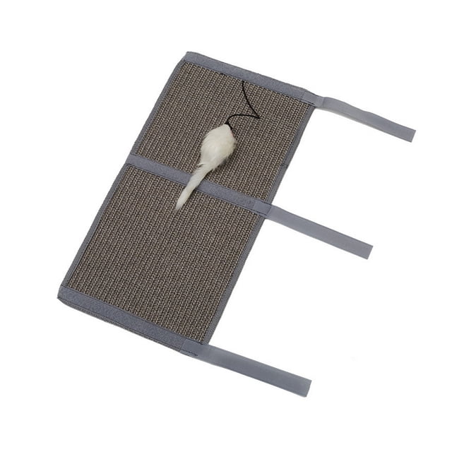 Visland Cat Scratcher Pad with Mouse Toy Natural Sisal Cat Nail File Scratching Pad Protect Furniture Legs Easy Install for Table Leg