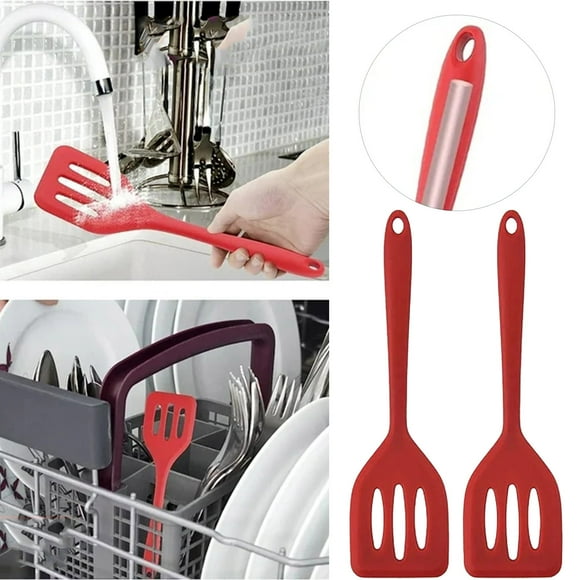 2 Pieces Of Small Silicone Turner Heat Slotting Spatula Suitable For Fish Cooking Utensils Holder for Countertop Pressure Cooker Air Fryer Combo Cooking Utensils Set Food Cooker Warmer Cooker Pots