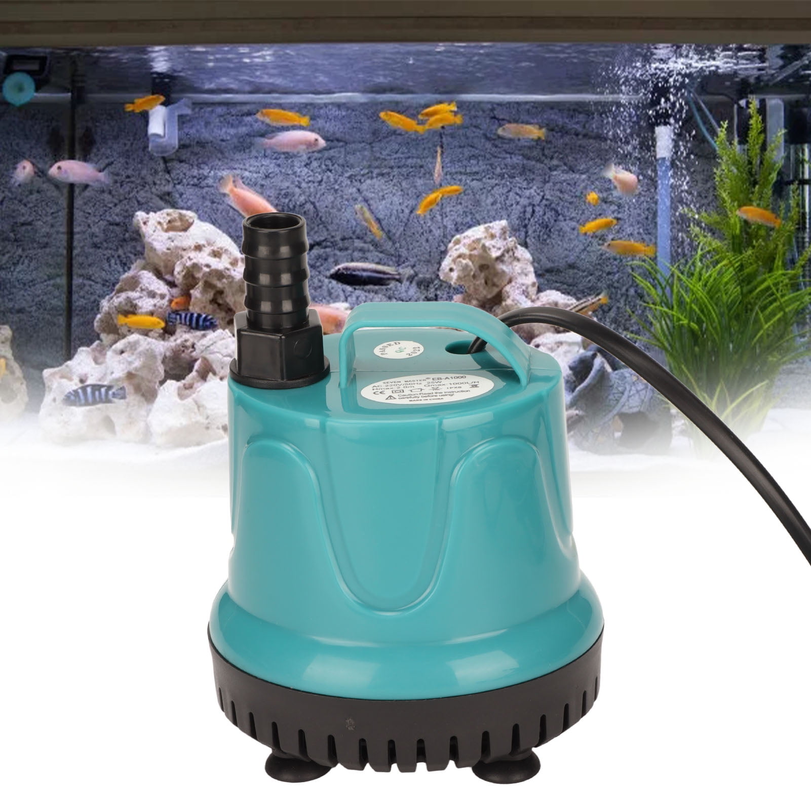 Nieyigj Submersible Water Pump 25W, Ultra Quiet Bottom Suction Fish Tank Aquarium Water Pump with 2 Nozzles, Energy Saving Pond Pump for Hydroponics, Aquariums, 13cm/5.12in x 12cm/4.72in, Black