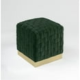 thumbnail image 3 of Nicole Miller Janice Velvet Ottoman Hand Woven Gold Stainless Steel Base Cube 1 PC, Hunter Green/Gold, 3 of 7