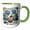Green/White, variant on 3drose, Funny Cute T-rex Dinosaurs Camping and Hiking Cartoon, 15oz Two-tone Blue Mug