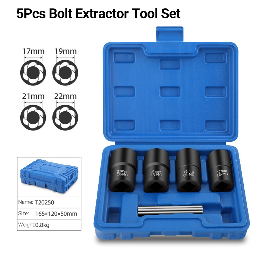 LEONTOOL Lug Nut Extractor Socket Set - 5 PC Twist Socket Kit For Removing Stripped Or Rounded Nuts
