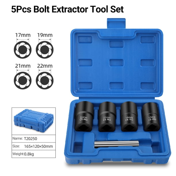 yeacher 5-Piece Reverse Thread Socket Set with Anti-Slip Design