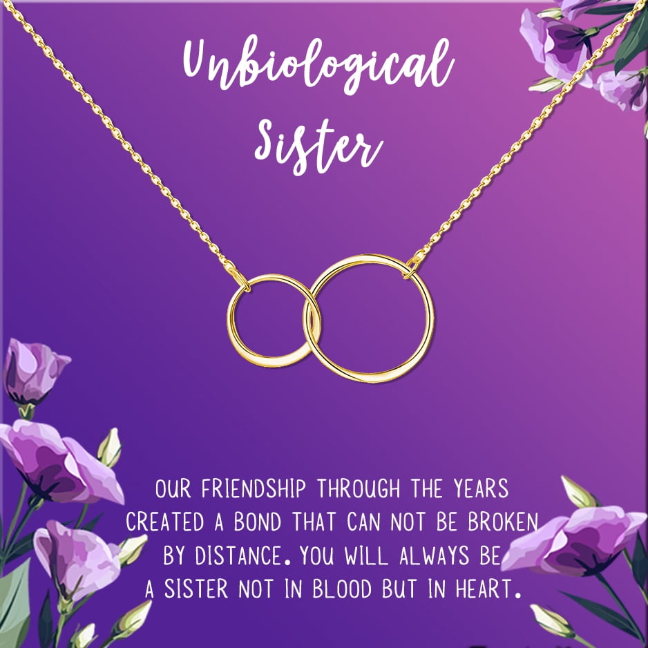 Anavia Unbiological Sister Gift Jewelry, Soul Sister Card Necklace, Sister Best Friend Gift, Big Little Sorority Card Gift-[Gold Infinity Double Ring, Royal Purple Gift Card]