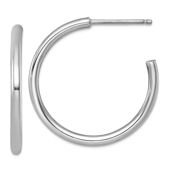 14k White Gold 2.0 X 25mm Polished Post Hoop Earrings 25x25mm Wide 2mm Thick Hoop Earring for Women