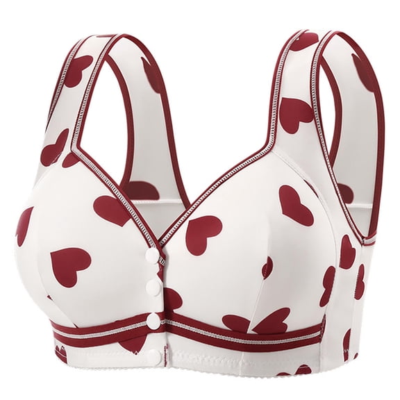 Xdegoge Longline Sports Bra for Women Heart Print Workout Crop Top Front Button Closure Wirefree Padded Yoga Bra Medium Support Activewear for Running Gym Fitness
