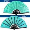thumbnail image 4 of Glitter Mermaid Green Large Hand Fan – Folding Handheld Fan for Raves, Parties, Costumes, and Dancing, 4 of 7