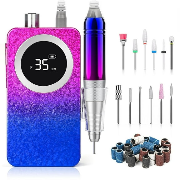 Professional Electric Nail Drill Machine, Gradient Color 35000 RPM Rechargeab...