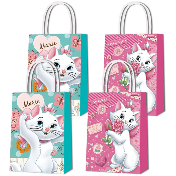 16PCS For Marie Aristocats Cat Theme Birthday Party Bags,Party Favor Bags,Birthday Party Decorations With Handles Favor Bags Candy Gift Bags for Birthday Party