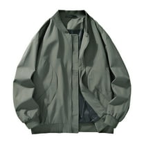 Bmawag Mens Outdoor Jacket Hoodless Waterproof Windproof Big and Tall Men's Crew Neck Solid Color Raincoats Windbreakers with Pockets for Sport Outdoor Hiking Gift for Men Army Green XL