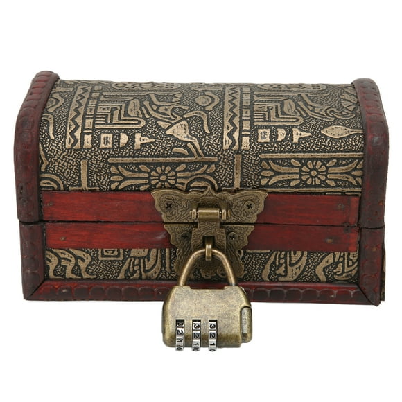 Wooden Storage Box, Metal Lock Red Pirate Treasure Box For Women For