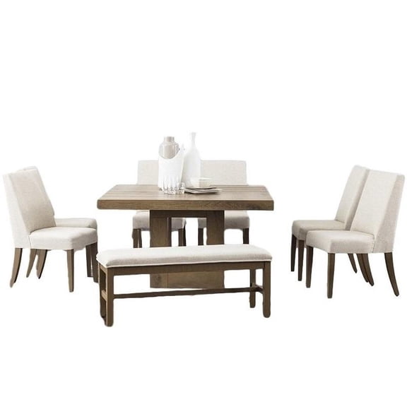 Antecomedor Kessa Muebles  Alaska 6 Sillas y 1 Banca Café