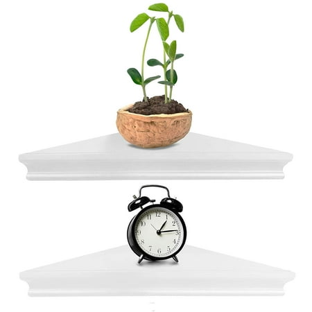 Greenco Corner Floating Shelves White Finish 2 Pack